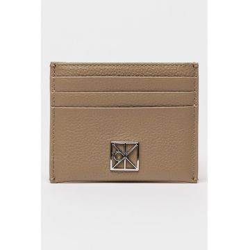 Portcart de piele cu protectie RFID - Maro taupe