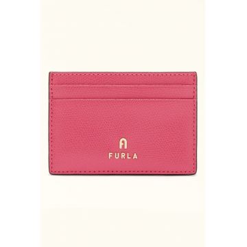 Portcart din piele Camelia - Auriu/Fucsia