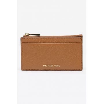 Portcart din piele cu fermoar Jet Set - Caramel