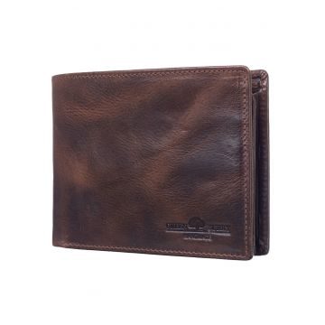 Portofel barbati piele naturala maro 12 x 9.5 x 2 cm - Newport -