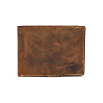 Portofel barbati piele naturala maro antichizat 12.5 x 10 x 2.5 cm - Vintage -