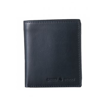 Portofel barbati piele naturala negru 9.8 x 11 x 2 cm - Pure Black -