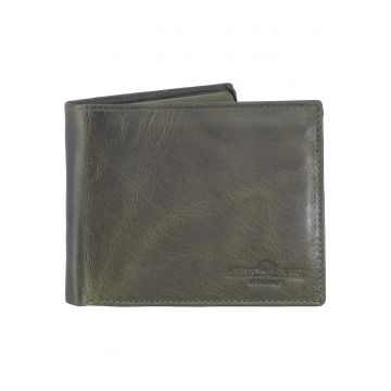 Portofel barbati piele naturala verde 12 x 9.5 x 2 cm - Newport -