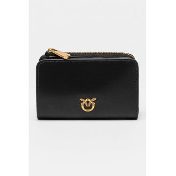 Portofel cu fermoar si logo metalic - Black Onyx