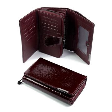 Portofel dama, 5261, piele naturala, Bordo