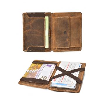 Portofel dama piele naturala 10.5 x 7.5 x 1.5 cm - Vintage RFID - - Maro