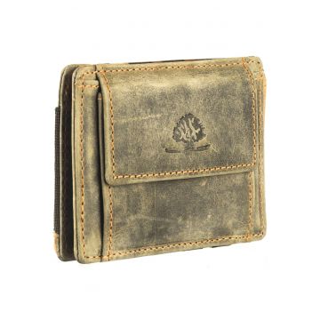 Portofel dama piele naturala 10.5 x 7.5 x 1.5 cm - Vintage RFID - - Verde