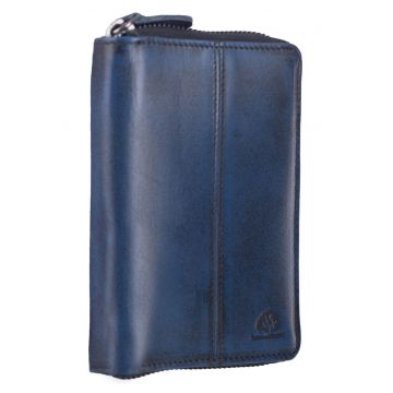 Portofel dama piele naturala 10 x - Destressed - wqdwqfwq - Bleumarin