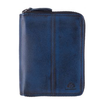 Portofel dama piele naturala 10 x - Destressed - wqdwqfwq - Bleumarin