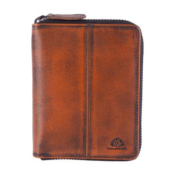 Portofel dama piele naturala 10 x - Destressed - wqdwqfwq - Coniac