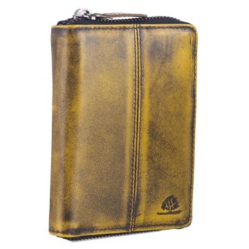 Portofel dama piele naturala 10 x - Destressed - wqdwqfwq - Galben