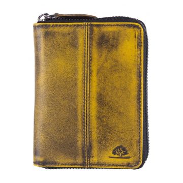 Portofel dama piele naturala 10 x - Destressed - wqdwqfwq - Galben