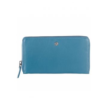 Portofel dama piele naturala 19 x 10.5 x 3 - Spongy Nappa - Greenbudwqfqdrry - Albastru - 19 x 10.5 x 3 cm