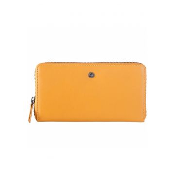 Portofel dama piele naturala 19 x 10.5 x 3 - Spongy Nappa - Greenbudwqfqdrry - Galben - 19 x 10.5 x 3 cm