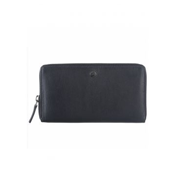 Portofel dama piele naturala 19 x 10.5 x 3 - Spongy Nappa - Greenbudwqfqdrry - Negru - 19 x 10.5 x 3 cm