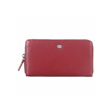 Portofel dama piele naturala 19 x 10.5 x 3 - Spongy Nappa - Greenbudwqfqdrry - Rosu - 19 x 10.5 x 3 cm