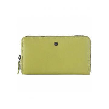 Portofel dama piele naturala 19 x 10.5 x 3 - Spongy Nappa - Greenbudwqfqdrry - Verde - 19 x 10.5 x 3 cm