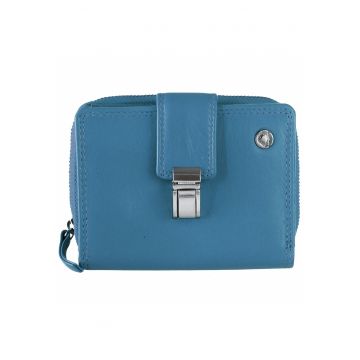 Portofel dama piele naturala 9.5 x 12.5 x 4 cm - Spongy Nappa - - Albastru