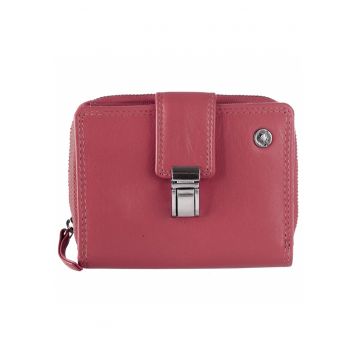 Portofel dama piele naturala 9.5 x 12.5 x 4 cm - Spongy Nappa - - Rosu