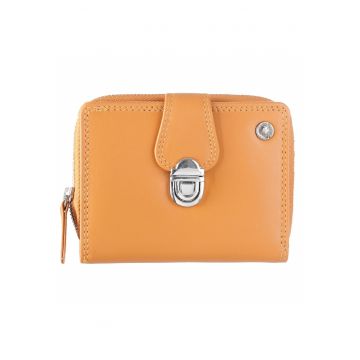 Portofel dama piele naturala 9 x 11 x 3.5 cm - Spongy Nappa - - Galben