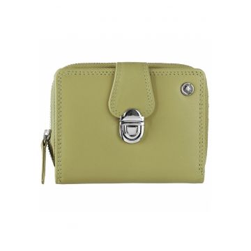 Portofel dama piele naturala 9 x 11 x 3.5 cm - Spongy Nappa - - Verde