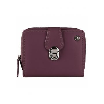 Portofel dama piele naturala 9 x 11 x 3.5 cm - Spongy Nappa - - Visiniu
