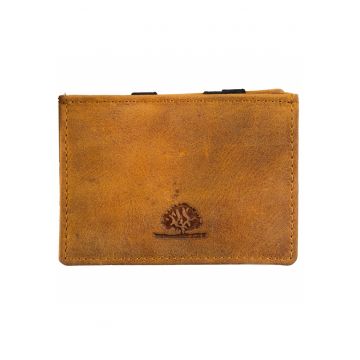 Portofel dama piele naturala bej 10.5 x 7.5 x 2.5 cm - VINTAGE RFID -