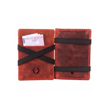 Portofel dama piele naturala caramiziu 10.5 x 7.5 x 2.5 cm - VINTAGE RFID -