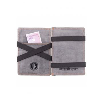 Portofel dama piele naturala gri 10.5 x 7.5 x 2.5 cm - VINTAGE RFID -