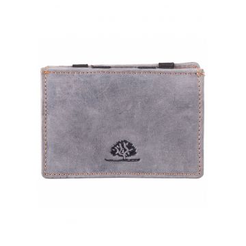 Portofel dama piele naturala gri 10.5 x 7.5 x 2.5 cm - VINTAGE RFID -