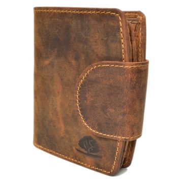 Portofel dama piele naturala maro antichizat 9 x 12 cm - Vintage -