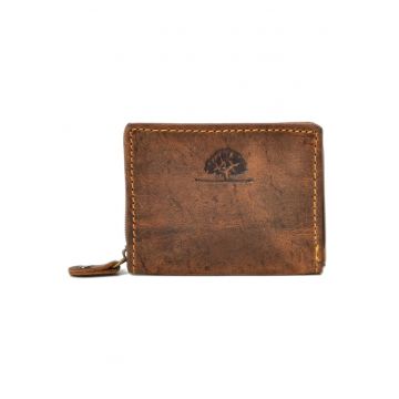 Portofel dama piele naturala maro antichizat 9 x 7 x 2.5 cm - Vintage -