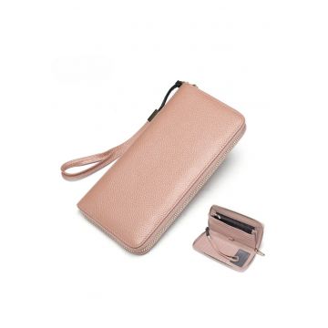 Portofel dama piele naturala - Pink Beige
