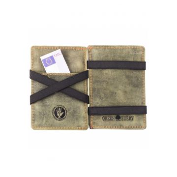 Portofel dama piele naturala verde 10.5 x 7.5 x 2.5 cm - VINTAGE RFID -