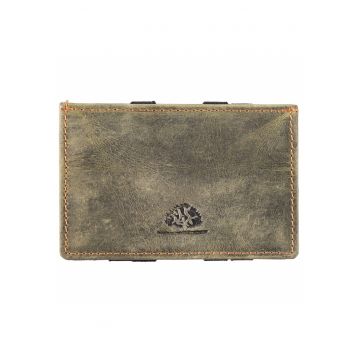 Portofel dama piele naturala verde 10.5 x 7.5 x 2.5 cm - VINTAGE RFID -