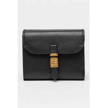 Portofel de piele cu logo - Negru carbon