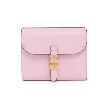 Portofel de piele cu logo - Roz pastel