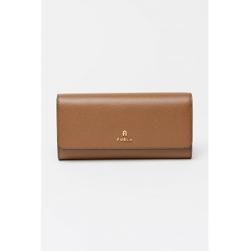 Portofel din piele cu inchidere cu clapa Camelia Continental - Maro inchis
