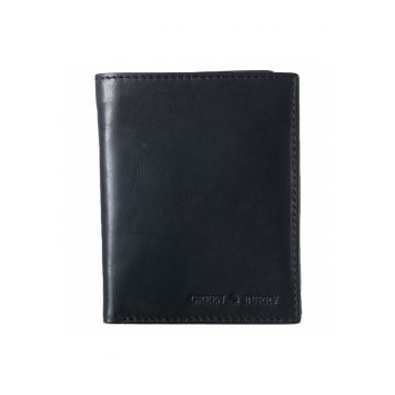 Portofel piele naturală -  negru - protecție RFID - 10.5x12.5x2.5cm
