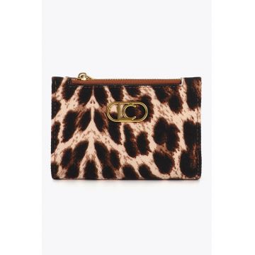 Portofel pliabil cu model animal print - Maro