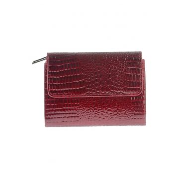 Portofel rosu din piele cu model crocodil