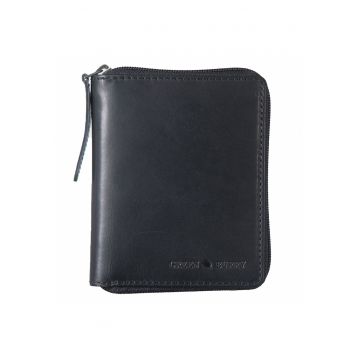 Portofel unisex piele naturala negru 10.5 x 13 x 2.5 cm - Pure Black -