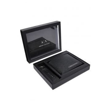 Set cadou barbati -  piele naturala - negru - One Size INTL