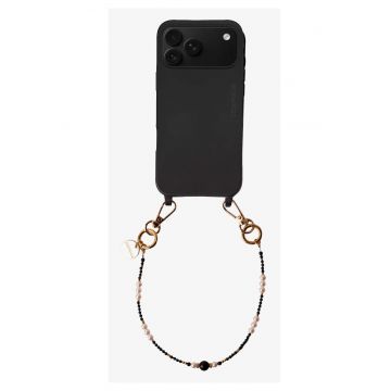 Bratara pentru telefon cu pietre naturale - Pearl Noir - 32cm