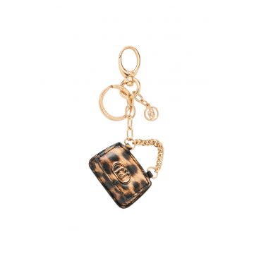 Breloc cu animal print si model geanta - Maro/Animal