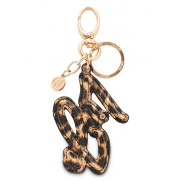 Breloc cu logo cu animal print - Auriu/Maro