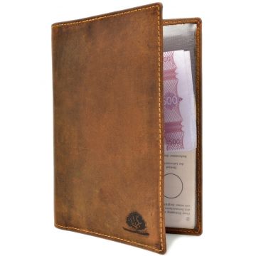 Etui acte unisex piele naturala 11.5 x 16.5 x 1 cm - Vintage - - Maro antichizat