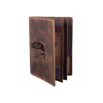 Husa legitimatie unisex piele naturala maro antichizat 12 x 16.5 x 2 cm - Hecht -