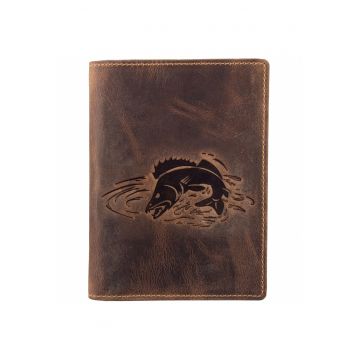 Husă legitimatie unisex -  Zander - 6 compartimente - piele naturală - maro antichizat - 12x16.5x2cm