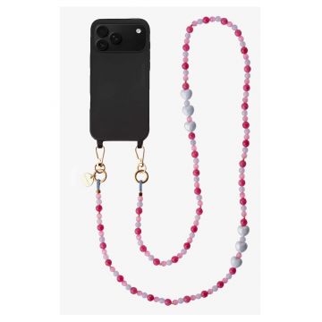 Lant crossbody din pietre naturale pentru telefon - Aqua Rose - 120 cm